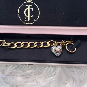 Juicy Couture Rhinestone Puffed Heart Toggle Bracelet with box